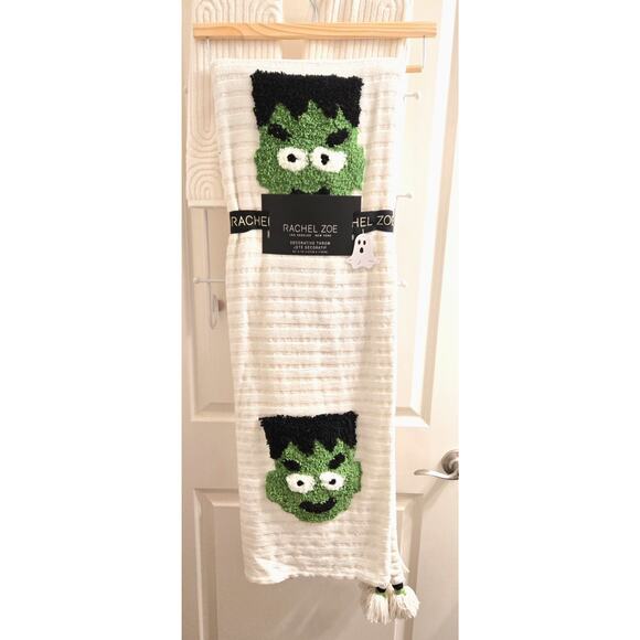 Rachel Zoe Halloween Frankenstein Decorative Throw Blanket Beige 50x70 NWT - Picture 1 of 7